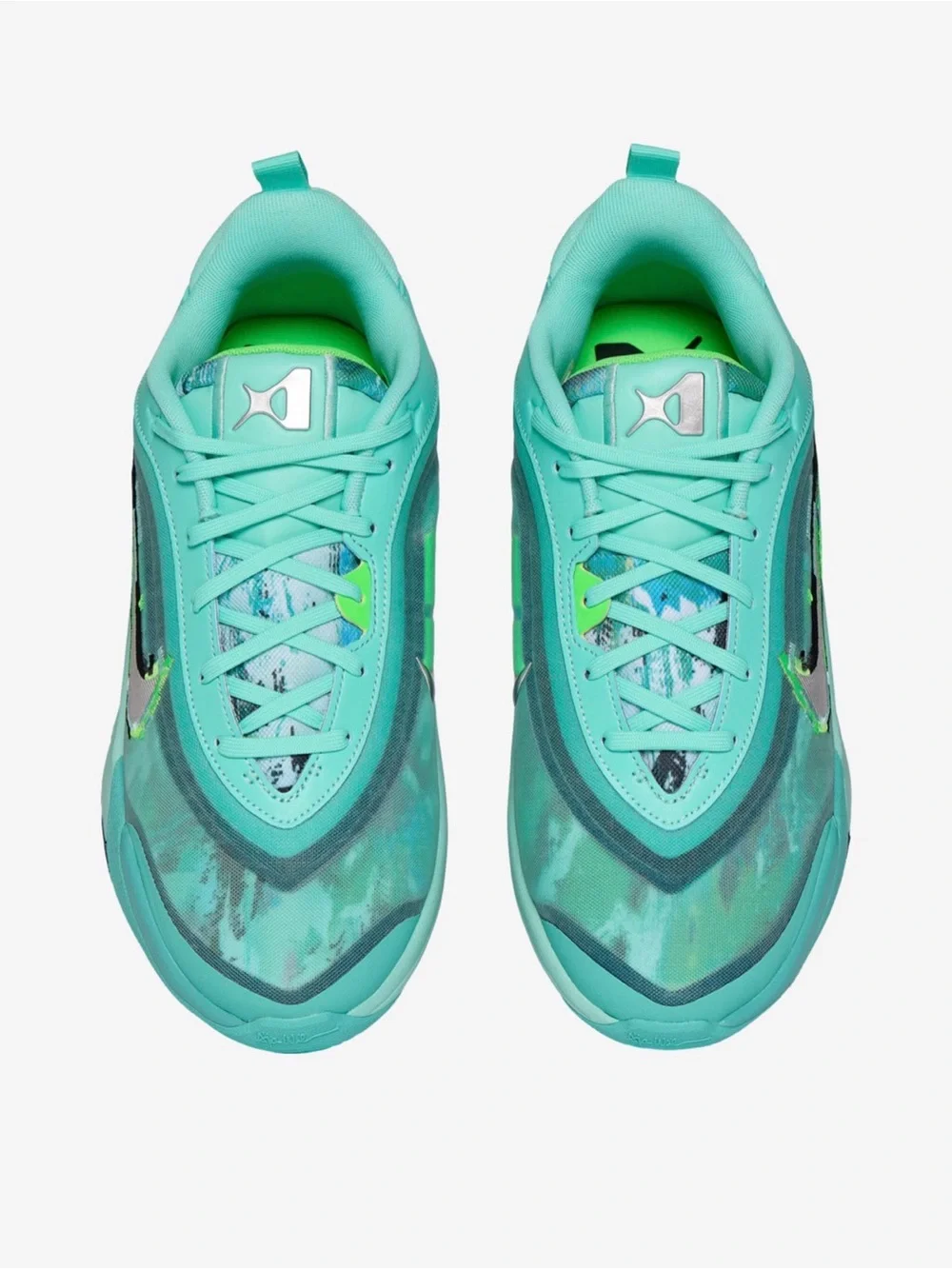 NWOB Nike A'One KC Size 3Y Metallic Silver/Washed Teal/Bleached Turquoise